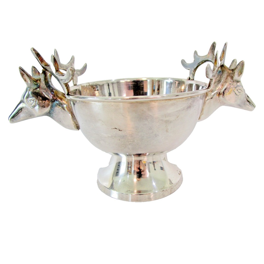 Vintage Silver Plate Stag Deer Elk Head Pedestal Decorative Bowl 4.25" Dept 56?